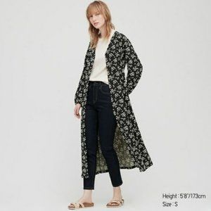 ✿ Uniqlo Joy of Print Crepe Jersey Long Sleeve Dress Black & Cream | Size S ✿